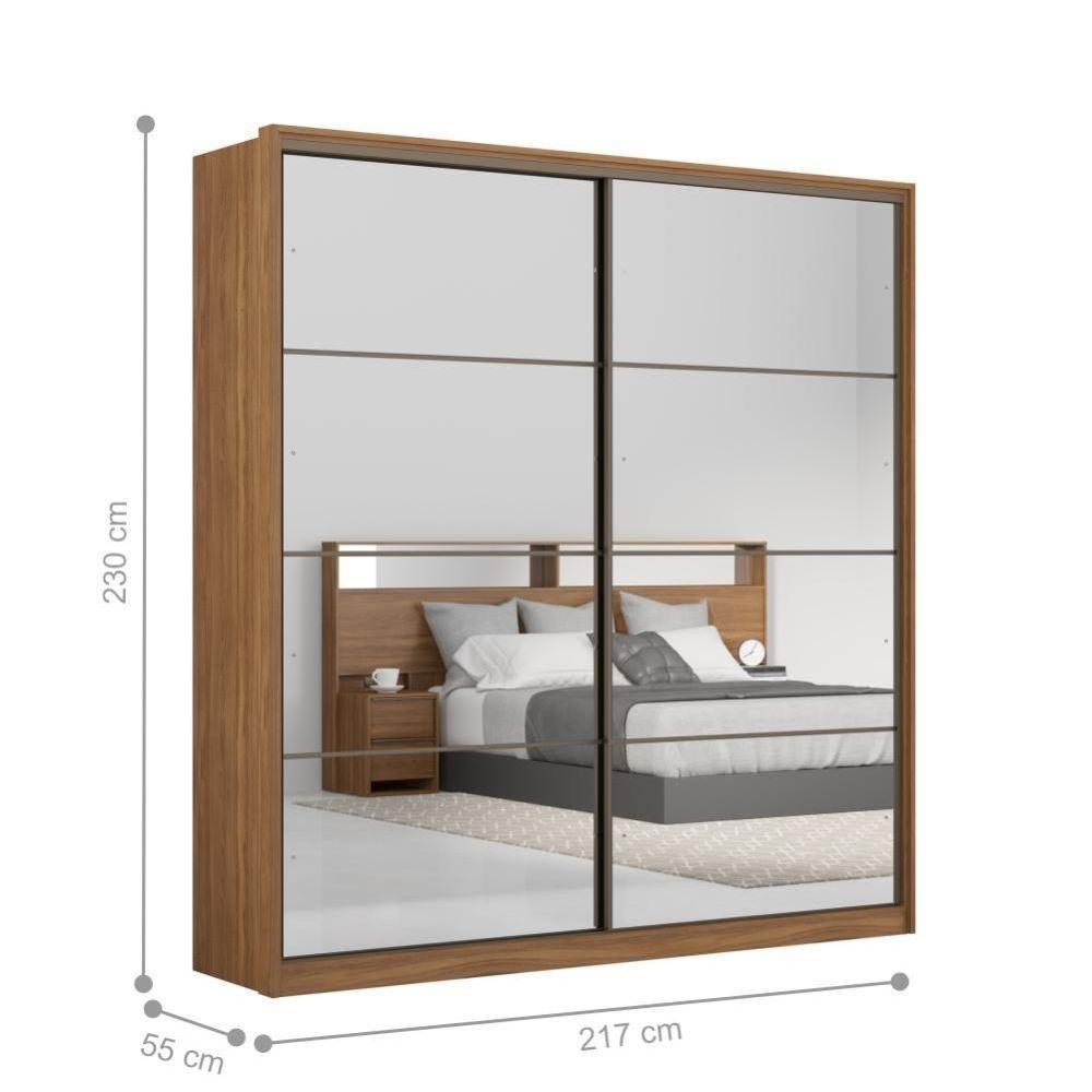 Guarda Roupa Casal 2 Portas Com 2 Espelhos Nápolis Amendola Grafito - 6