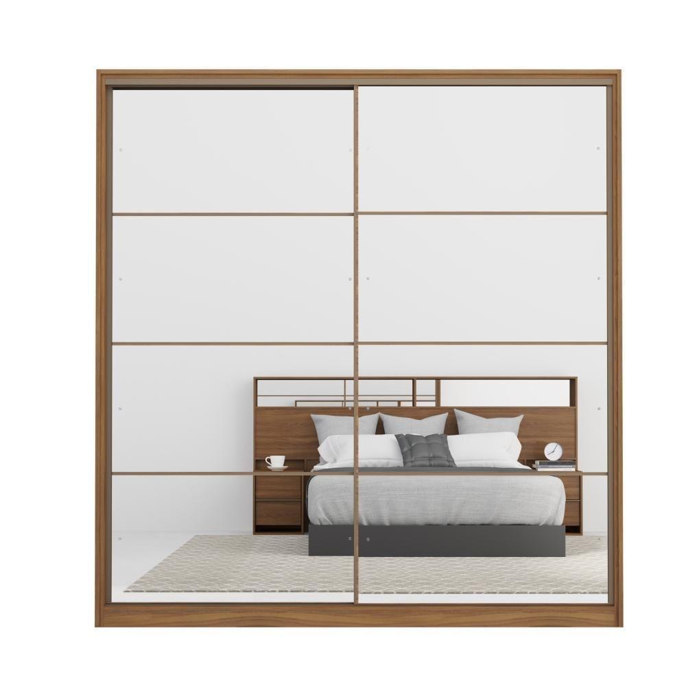 Guarda Roupa Casal 2 Portas Com 2 Espelhos Nápolis Amendola Grafito - 7