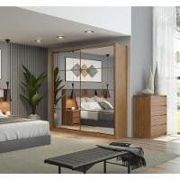 Guarda Roupa Casal 2 Portas Com 2 Espelhos Nápolis Amendola Grafito - 1