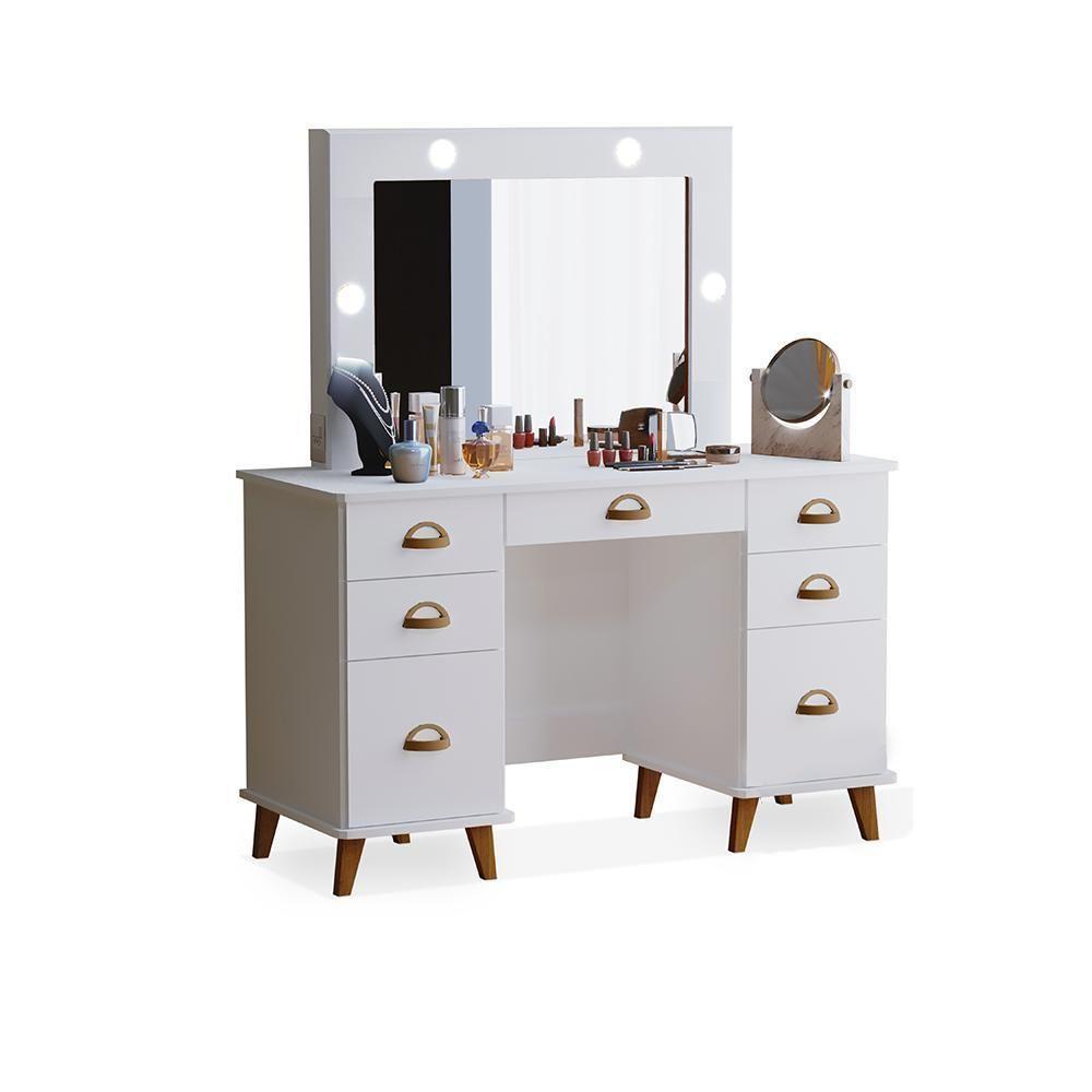 Penteadeira Com 7 Gavetas León Branco - 1