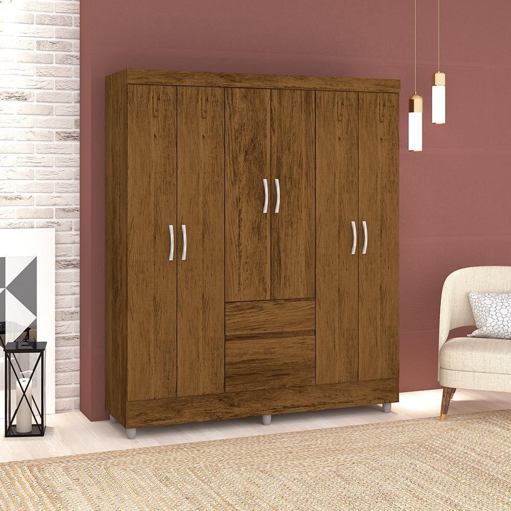 Guarda Roupa 6 Portas Urus Imbuia Rústico - 1