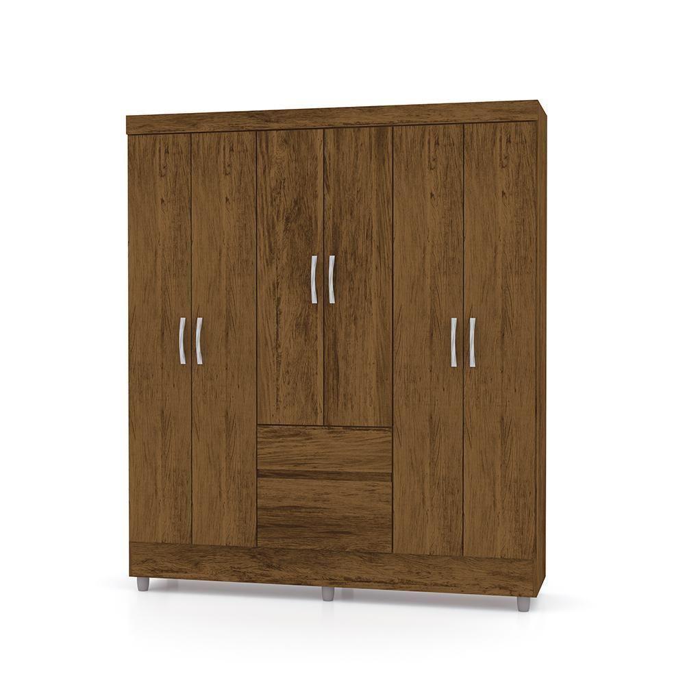 Guarda Roupa 6 Portas Urus Imbuia Rústico - 3