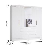 Roupeiro Espelhado Casal 4 Portas Vancouver Branco - 2