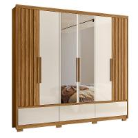 Guarda Roupa Fresado Com Espelho Veneza Freijó Off White - 1