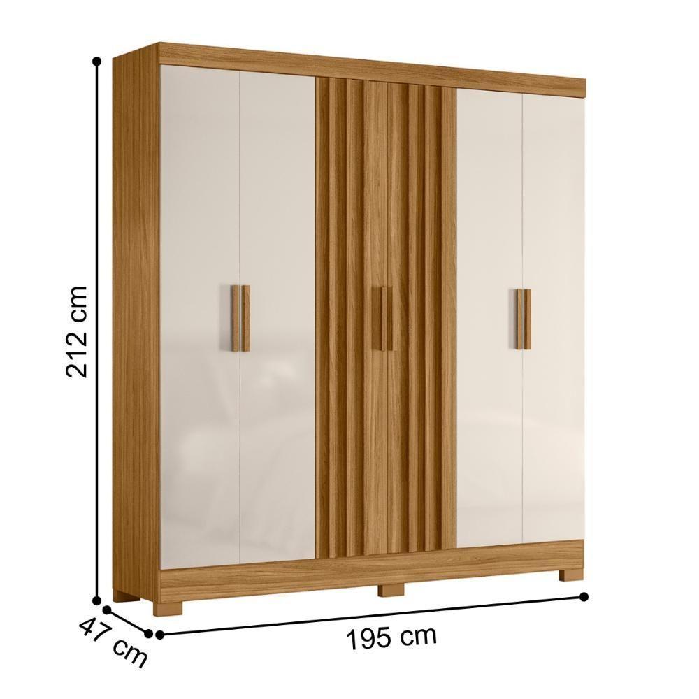 Roupeiro Ripado 6 Portas Cairo Freijó Off White - 4