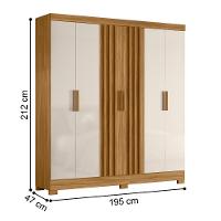 Roupeiro Ripado 6 Portas Cairo Freijó Off White - 4