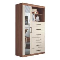 Cômoda Espelhada 6 Gavetas 1 Porta Suzhou Jatobá Areia - 1