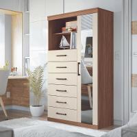 Cômoda Espelhada 6 Gavetas 1 Porta Suzhou Jatobá Areia - 4