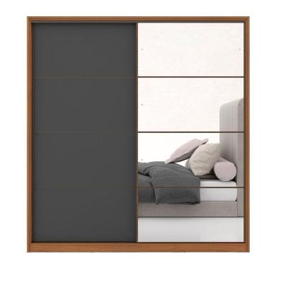 Guarda Roupa Casal Nápolis 2 Portas de Correr 3 Gavetas Amêndola Touch-Grafito MDP