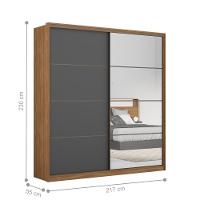 Guarda Roupa Casal 2 Portas Com Espelho Nápolis Amendola Grafito - 2