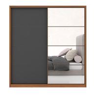 Guarda Roupa Casal 2 Portas Com Espelho Nápolis Amendola Grafito