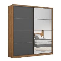 Guarda Roupa Casal 2 Portas Com Espelho Nápolis Amendola Grafito - 5