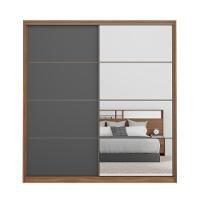 Guarda Roupa Casal 2 Portas Com Espelho Nápolis Amendola Grafito - 7