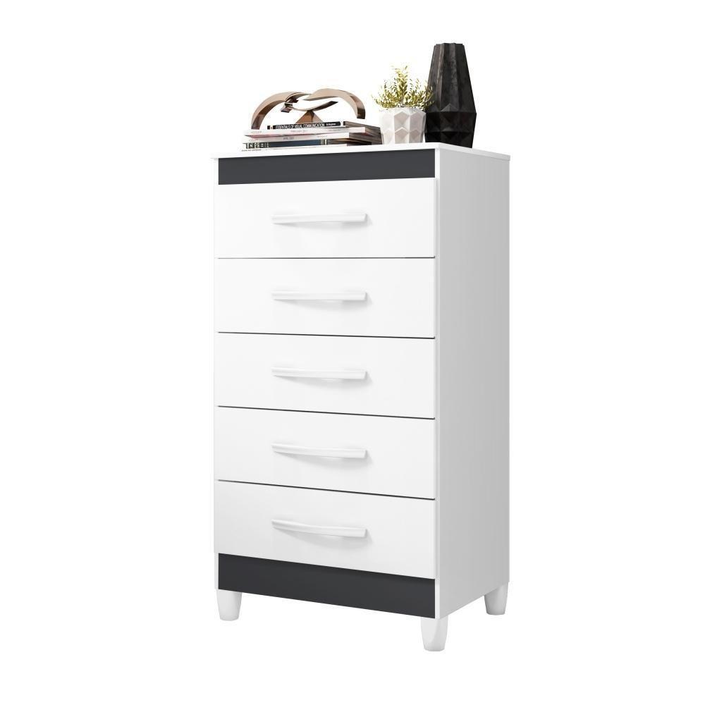 Cômoda Milady Branco Flex Rosa Titanium Azul 5 Gavetas - 8