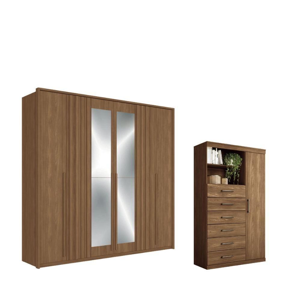 Kit Roupeiro 6 Portas Espelho E Cômoda Eric Jatoba - 1