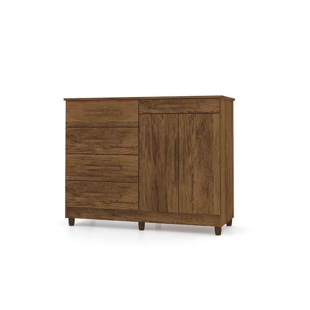 Cômoda Sapateira Orion Imbuia Rústico 5 Gavetas 2 Portas - 3