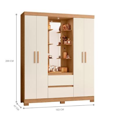Guarda Roupa Casal Olivia 4 Portas 2 Gavetas freijó-off white MDP