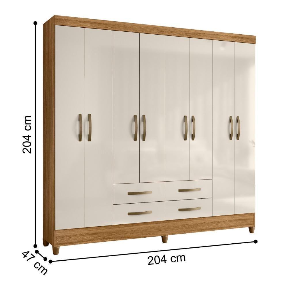 Roupeiro 8 Portas 4 Gavetas Texas Freijó Off White - 2