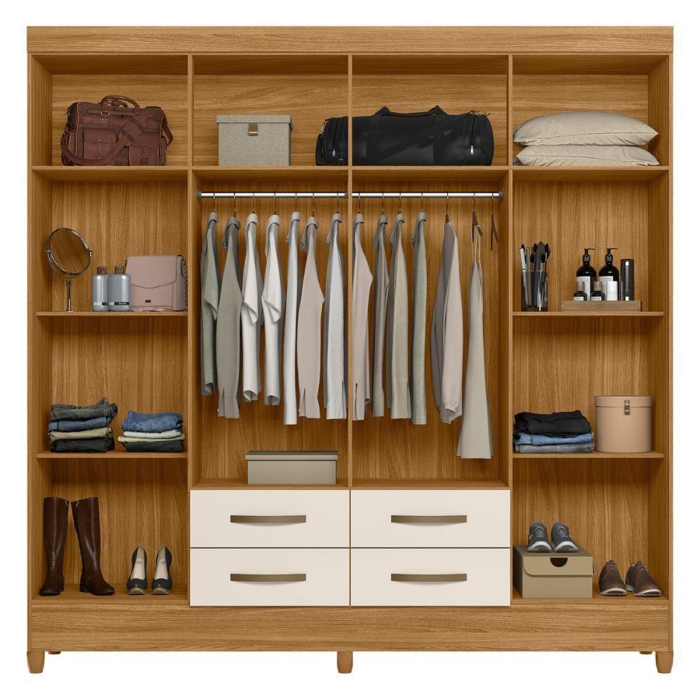 Roupeiro 8 Portas 4 Gavetas Texas Freijó Off White - 3