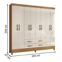 Roupeiro 8 Portas 4 Gavetas Texas Freijó Off White - 2