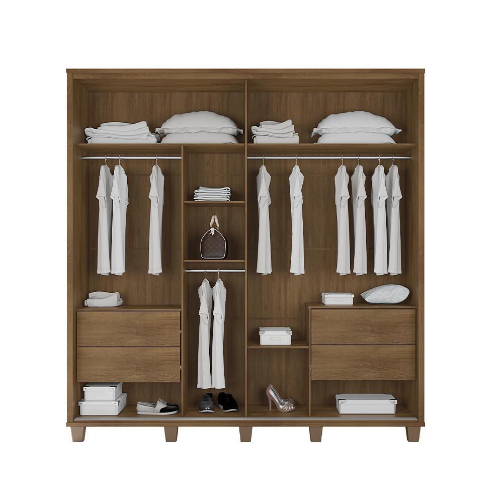 Roupeiro 2 Portas Ancona Cinamomo Grafite Com Espelho - 5