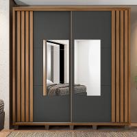 Roupeiro 2 Portas Ancona Cinamomo Grafite Com Espelho - 1