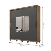 Roupeiro 2 Portas Ancona Cinamomo Grafite Com Espelho - 3