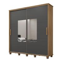 Roupeiro 2 Portas Ancona Cinamomo Grafite Com Espelho