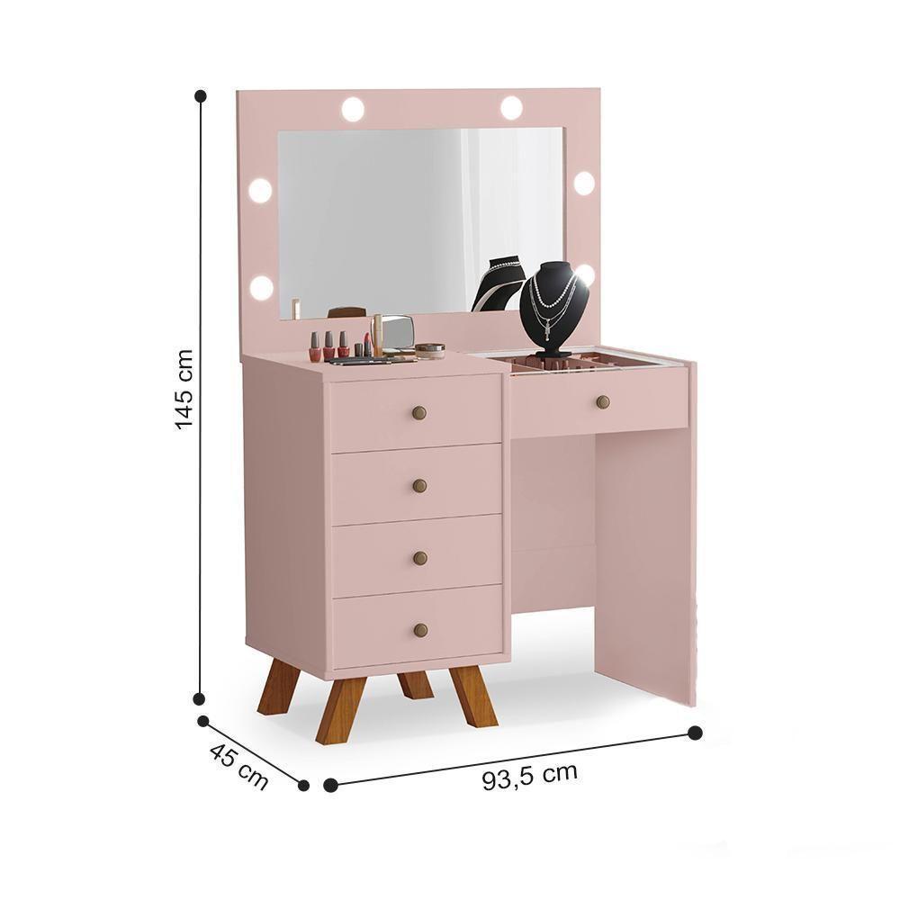Penteadeira Com Led E Espelho Nice Rosê - 2