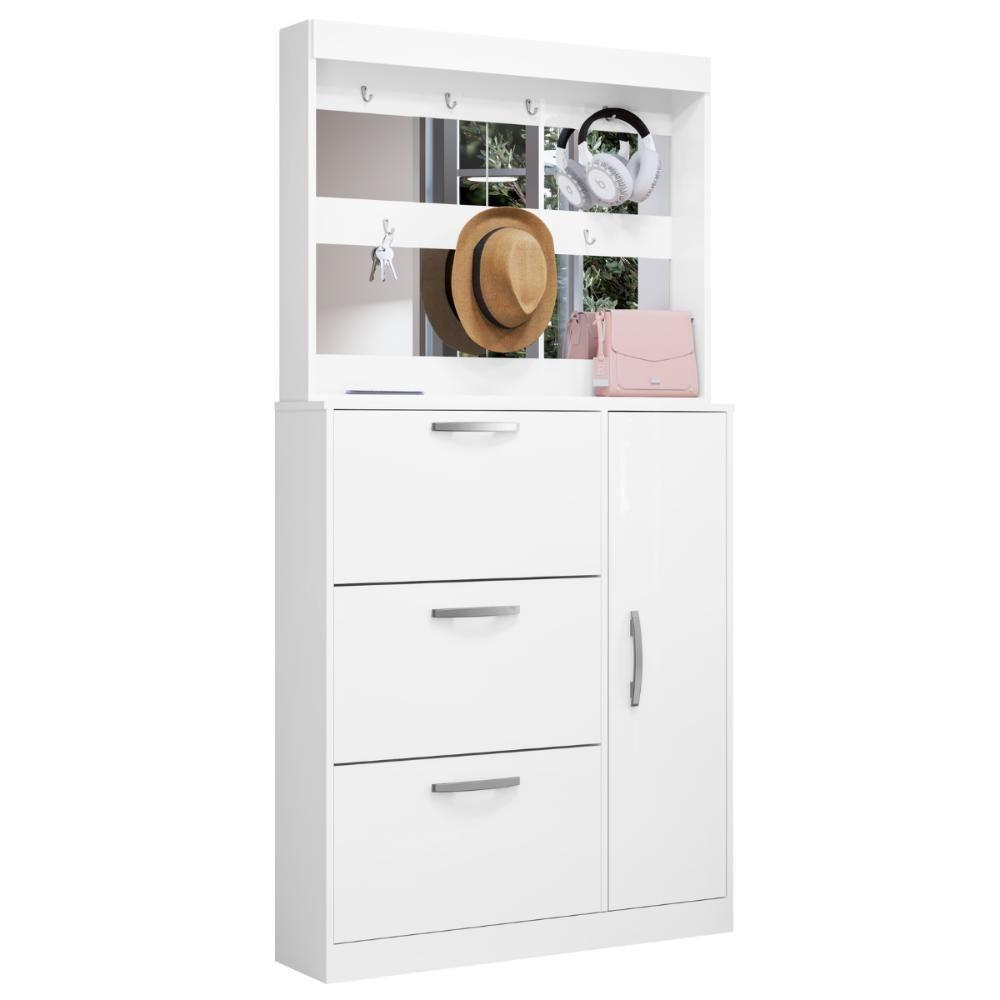 Jogo Sapateira E Porta Objetos Com Espelho Caruá Malbec - 4