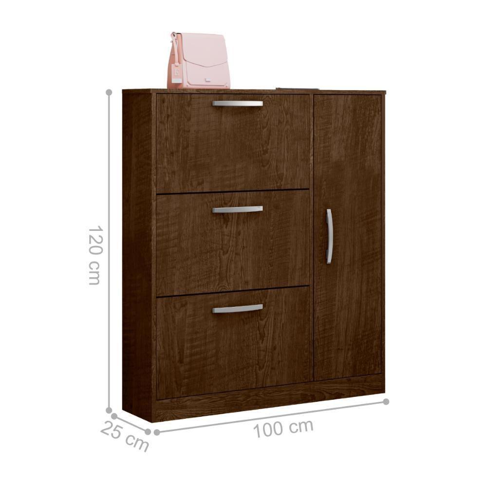 Sapateira Com 4 Portas E 1 Prateleira Niterói Malbec - 2