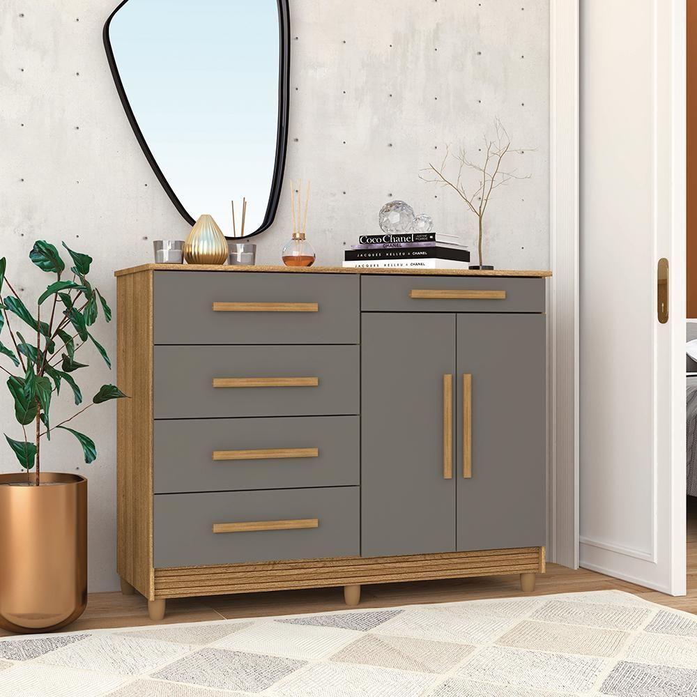 Cômoda Sapateira Orion Nature Alasca 5 Gavetas 2 Portas - 1