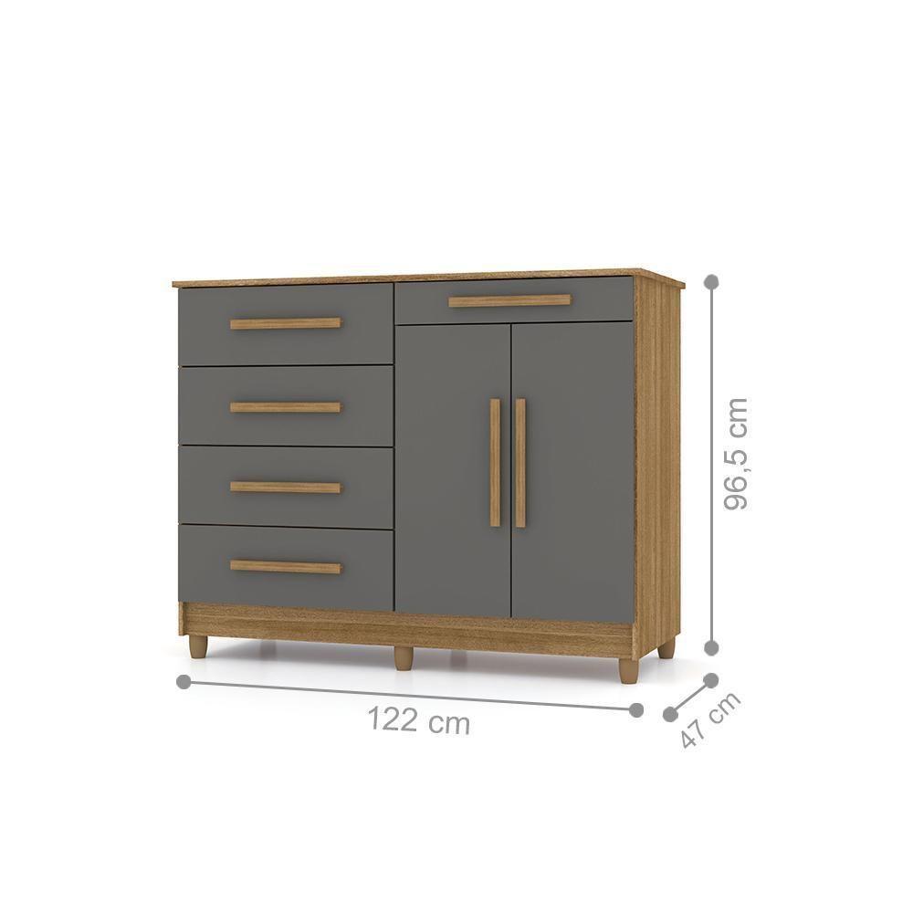 Cômoda Sapateira Orion Nature Alasca 5 Gavetas 2 Portas - 2