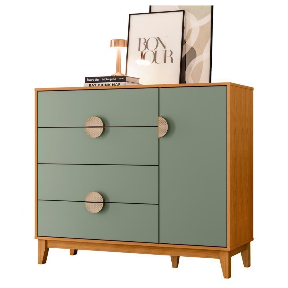 Cômoda Sapateira 4 Gavetas Tibagi Cinamomo Sálvia - 1