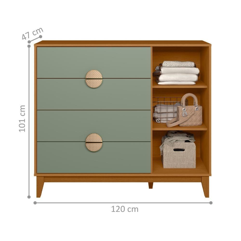 Cômoda Sapateira 4 Gavetas Tibagi Cinamomo Sálvia - 2