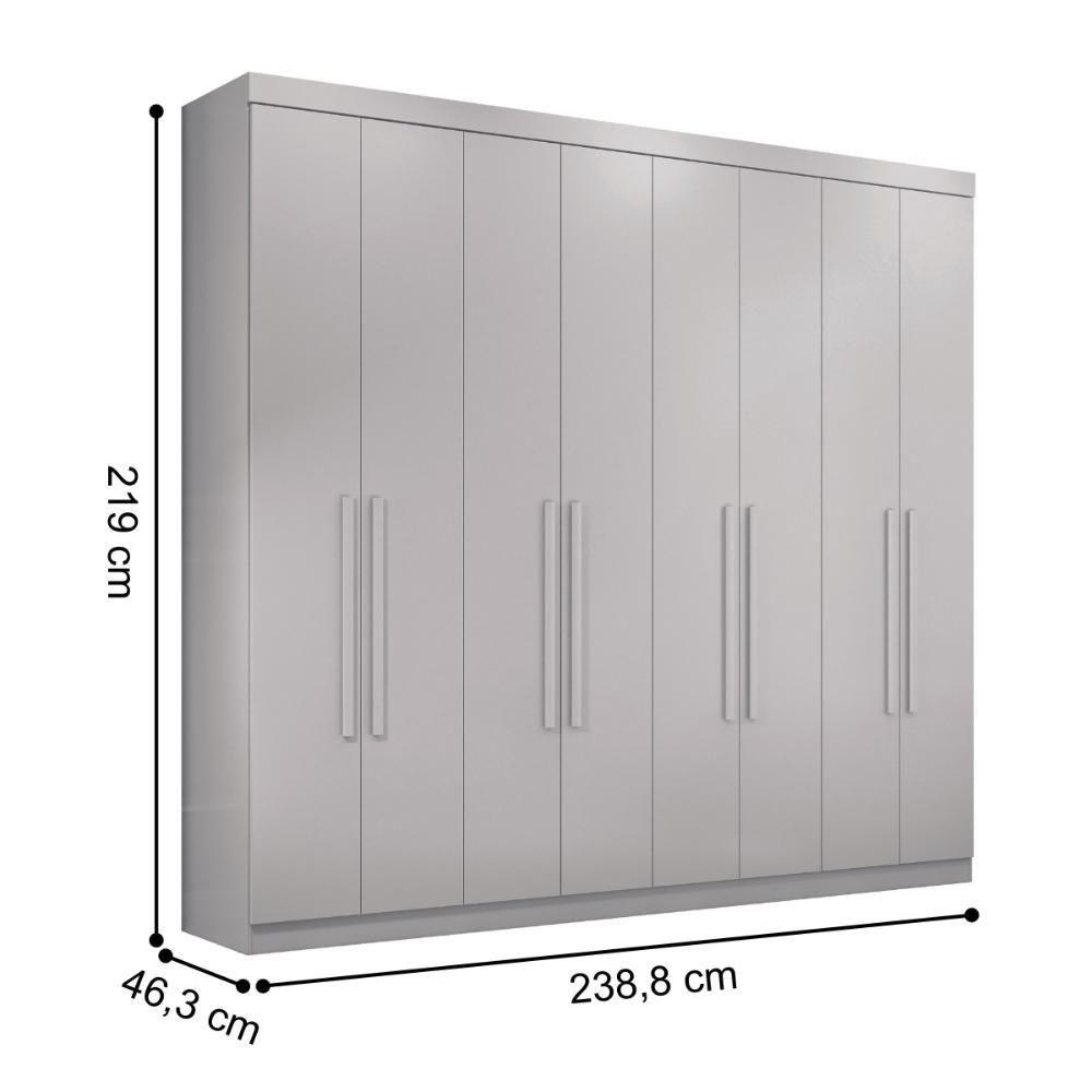 Guarda Roupa Casal 8 Portas 4 Gavetas Paris Branco - 2