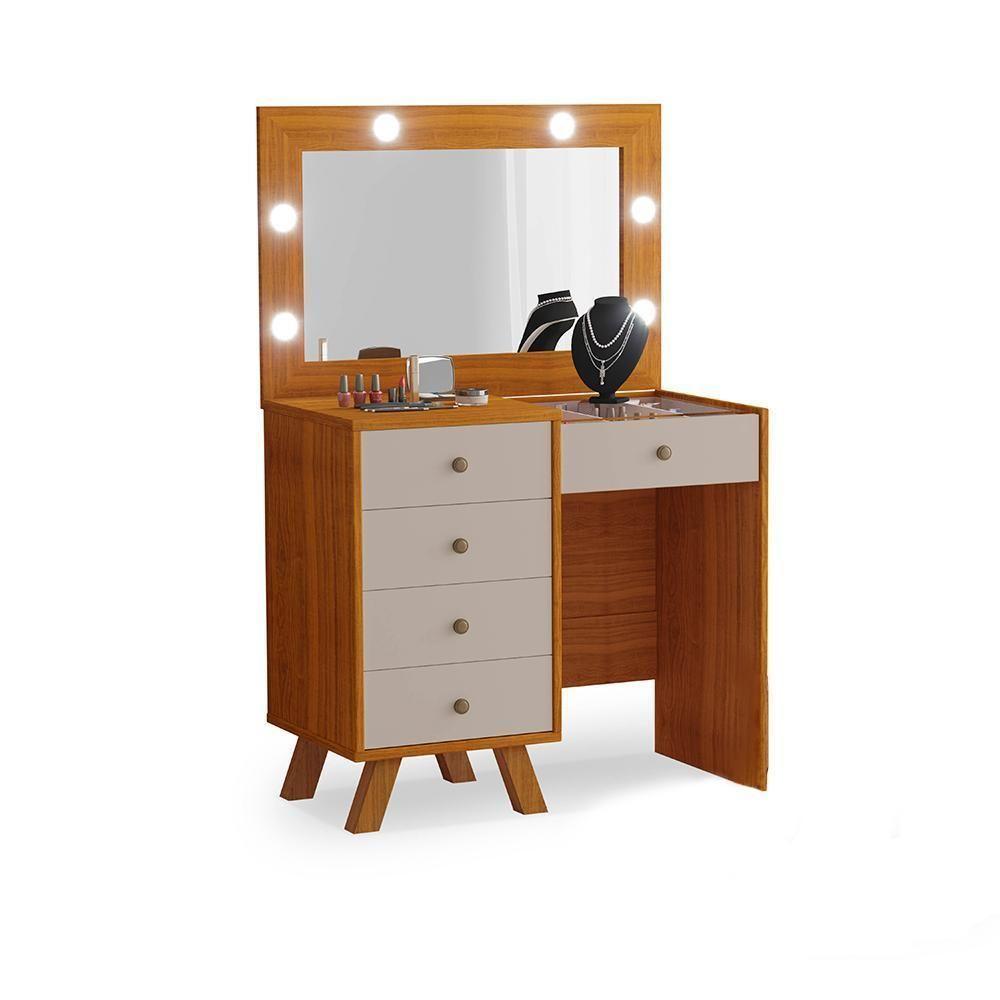 Penteadeira Corrientes Com Led Freijó Maní - 1