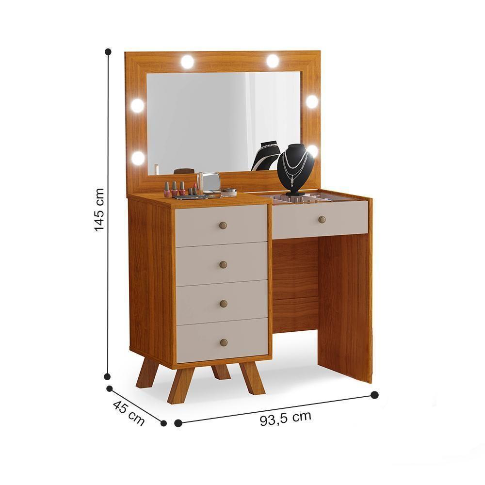 Penteadeira Corrientes Com Led Freijó Maní - 2