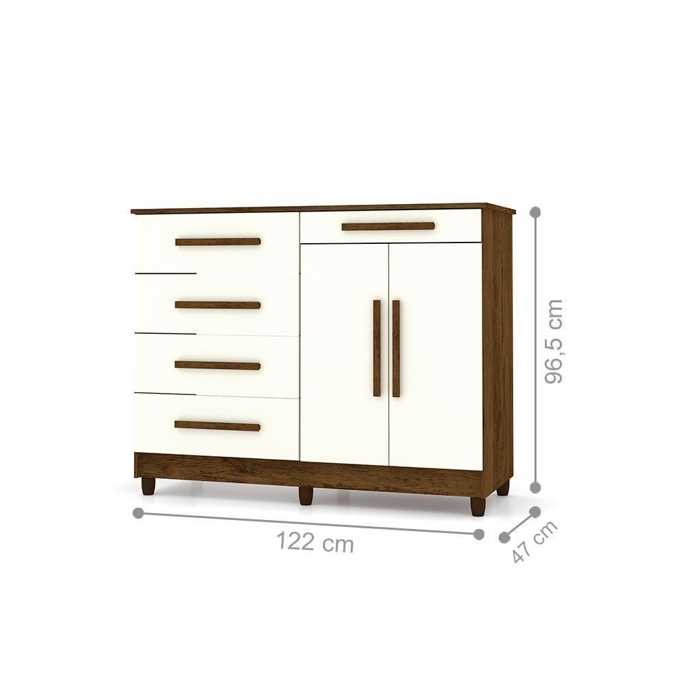 Cômoda Sapateira Orion Imbuia Champanhe 5 Gavetas 2 Portas - 3