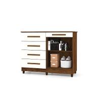 Cômoda Sapateira Orion Imbuia Champanhe 5 Gavetas 2 Portas - 5