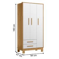 Roupeiro Com 3 Portas E Cômoda Malta Freijó Branco Acetinado - 2