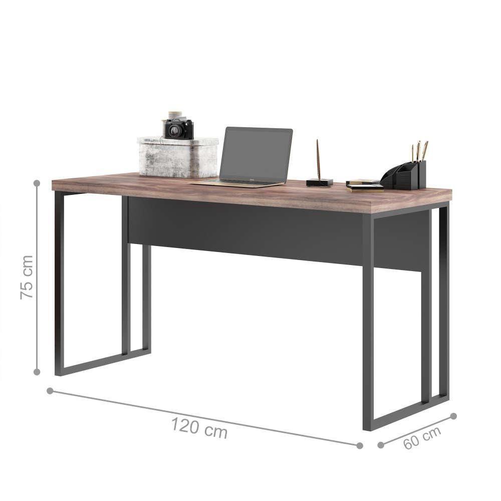 Mesa 1,20 Com Estante Brasil Noce Preto - 4