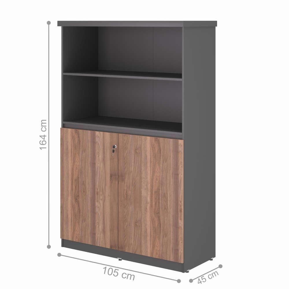 Mesa 1,20 Com Estante Brasil Noce Preto - 5