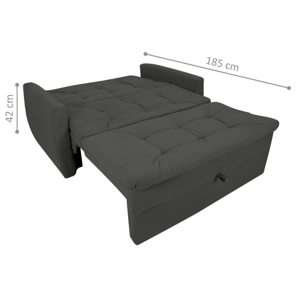 Sofá Cama Para Sala De Estar Hiro Suede Cinza - 3