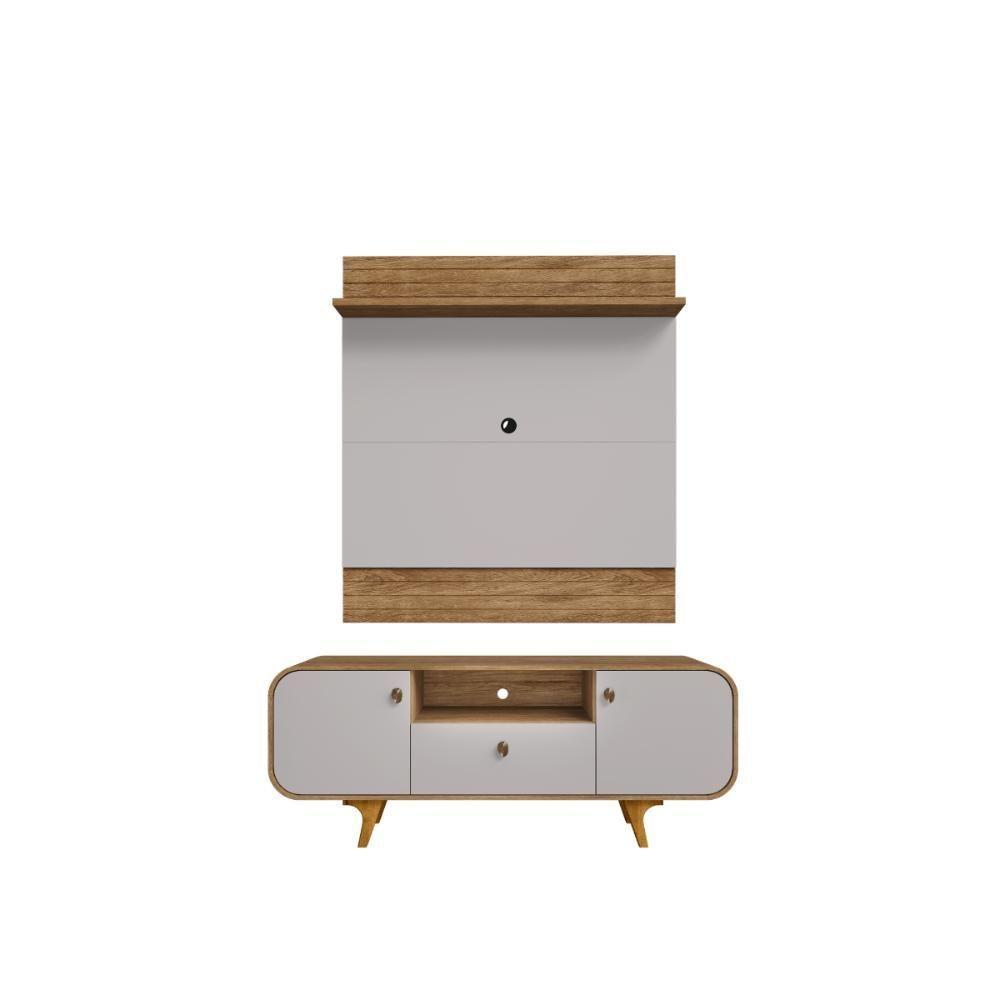 Conjunto Painel E Rack Rosalia Cinamomo Off White - 2