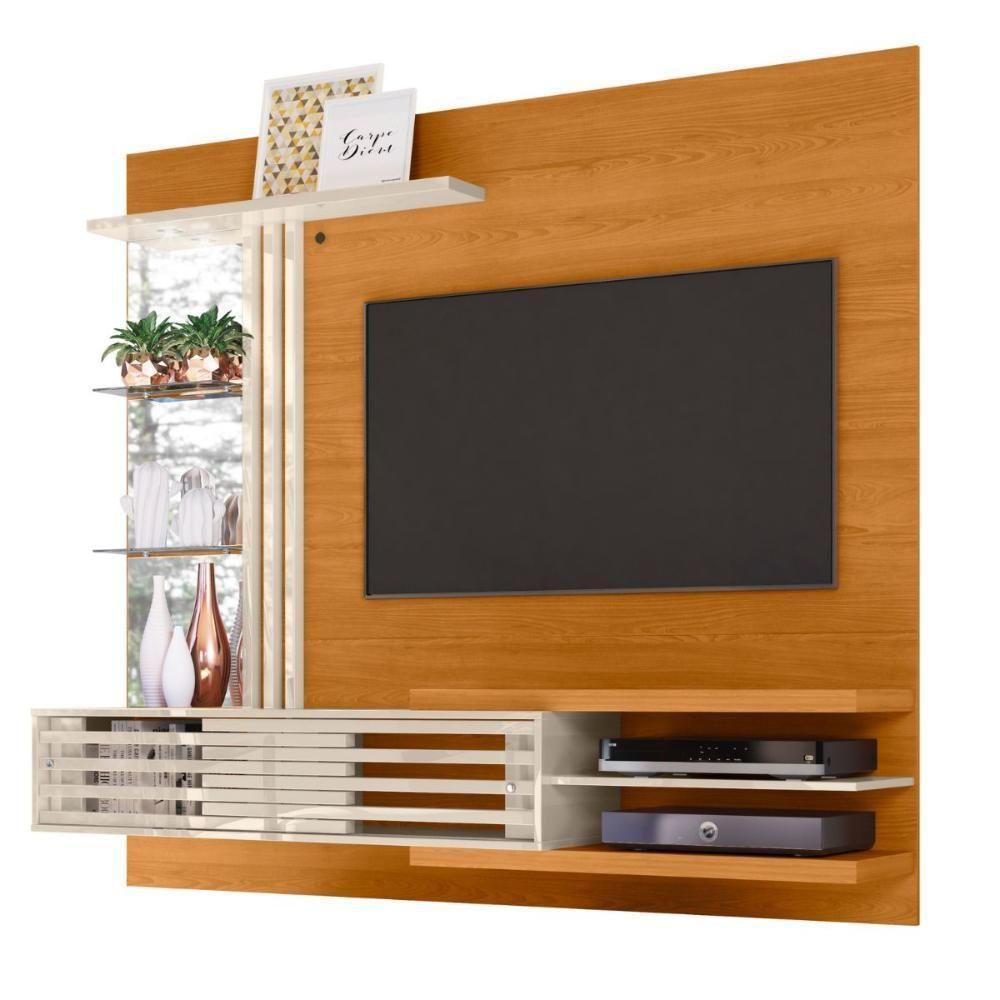 Home Para Tv Com Espelho E Prateleiras Cinamomo Off White - 2
