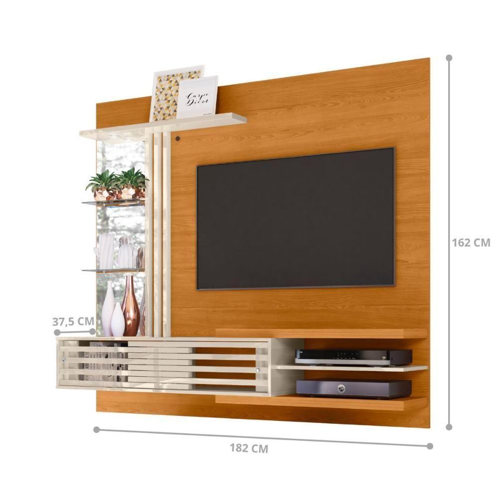 Home Para Tv Com Espelho E Prateleiras Cinamomo Off White - 3