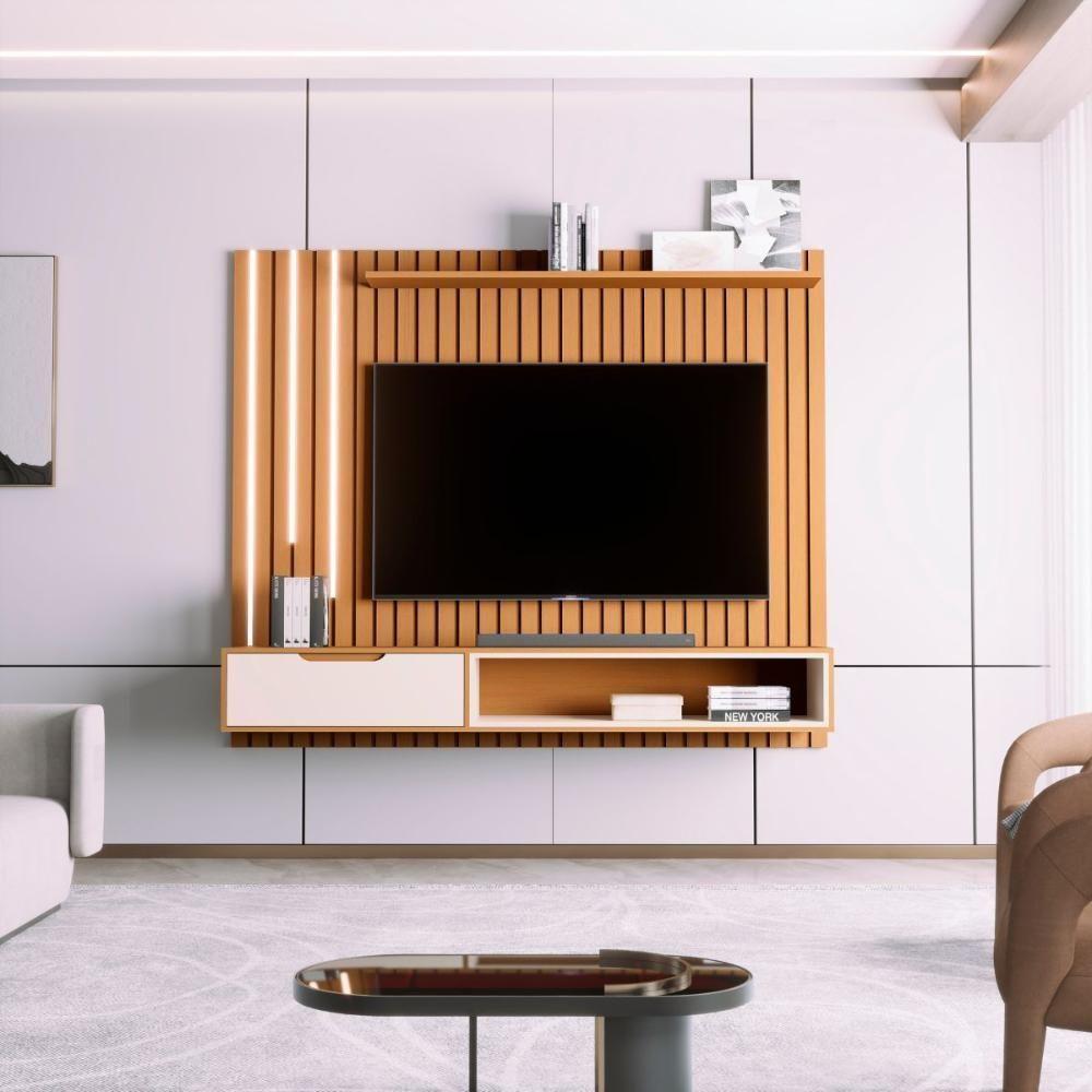 Painel Ripado Para Tv 70 Polegadas Winter Nature Off White - 1