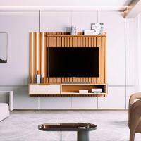 Painel Ripado Para Tv 70 Polegadas Winter Nature Off White - 1