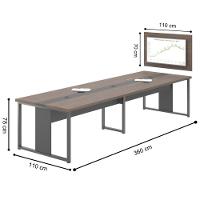 Mesa De Reunião Com Painel Para Tv Madri Freijó Preto - 2
